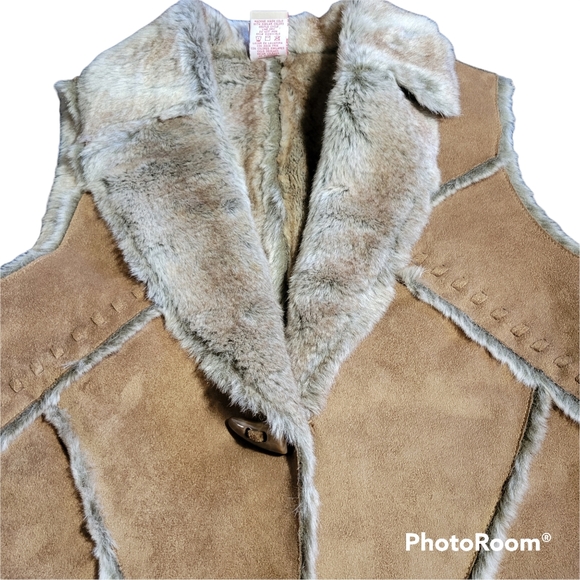 Faded Glory Faux Fur/Seude Reverse Vest M - Picture 2 of 6